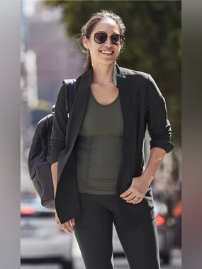 Athleta Women's Avenue Blazer Black Casual/Work Jacket Open-Front Size 12